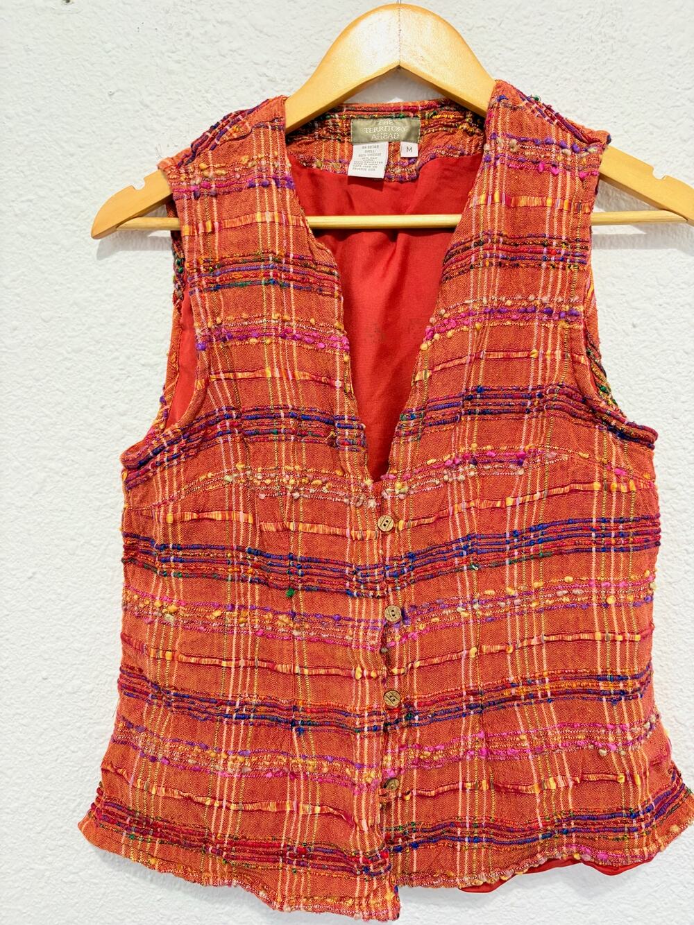 Vintage Boho Vest Orange Hippie Tank Festival Knit Hippie Y2K Cottage